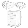 Basicwise Office File Cabinet 3 Drawer Chest with Rolling Casters, Cherry QI003678C